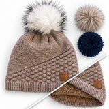 Bonnet BEANIE-BEAR® Beige chiné 3 pompons