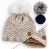 Bonnet BEANIE-BEAR® Crème chiné 3 pompons