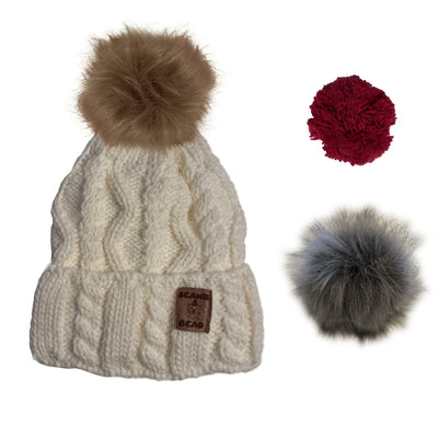 Bonnet BEANIE-BEAR® BLANC - 3 pompons