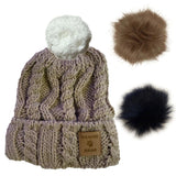 Bonnet ENFANT Beanie Bear® Beige clair - 3 pompons