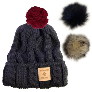 Bonnet ENFANT Beanie Bear® Noir - 3 pompons