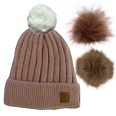 Bonnet ENFANT Beanie Bear® Rose Poudré - 3 pompons