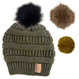 Bonnet BEANIE-BEAR® Vert/Satin - 3 pompons