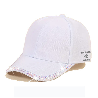 Casquette Strass Beanie-Bear Blanche