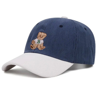 Casquette BEANIE-BEAR® Velours Bleue/Crème