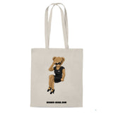 Tote-bag NOIR coton bio BEAR 04