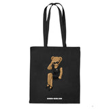 Tote-bag NOIR coton bio BEAR 04