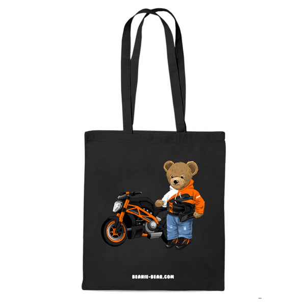 Tote-bag NOIR coton bio BEAR 05