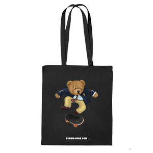 Tote-bag NOIR coton bio BEAR 12