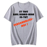T-shirt-Unisexe-Col rond-Gris chiné