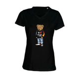 T-shirt col V - femme - BEAR 18 - BLANC