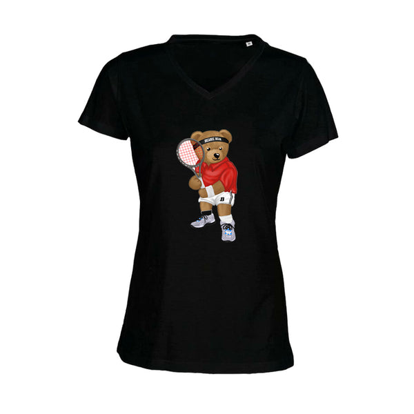 T-shirt col V - femme - BEAR 19 - NOIR