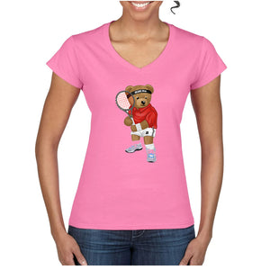 T-shirt col V - femme - BEAR 19 - ROSE