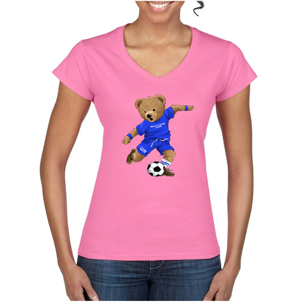 T-shirt col V - femme - BEAR 22 - ROSE