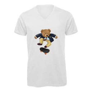 T-shirt col V - homme - BEAR 12 - BLANC