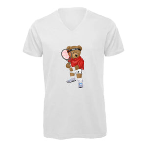 T-shirt col V - homme - BEAR 19 - BLANC