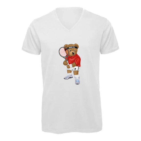 T-shirt col V - homme - BEAR 19 - BLANC