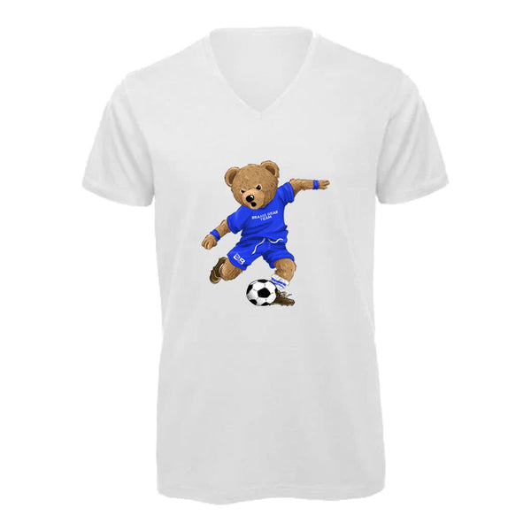 T-shirt col V - homme - BEAR 22 - BLANC