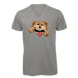 T-shirt col V - homme - BEAR 23 - NOIR