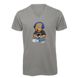 T-shirt Homme-Col V-BEAR 27-BLANC/GRIS/NOIR
