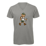 T-shirt Homme-Col V-BEAR 29-BLANC/GRIS/NOIR