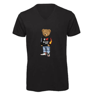 T-shirt col V - homme - BEAR 18 - NOIR