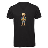 T-shirt Homme-Col V-BEAR 25-BLANC/GRIS/NOIR