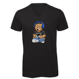 T-shirt Homme-Col V-BEAR 27-BLANC/GRIS/NOIR