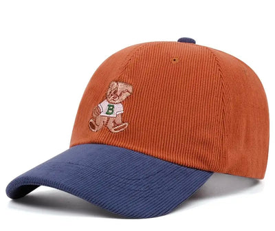 Casquette BEANIE-BEAR® Velours Rouille/Bleue