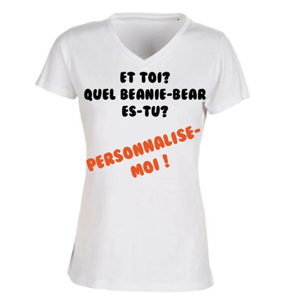 T-shirt Femme-Col V-BLANC