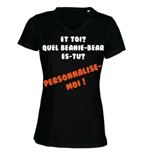 T-shirt Femme-Col V-NOIR